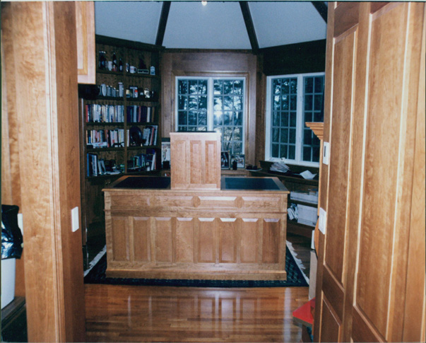 CherryDesk; Raised Panel Office Walls; Built-In Bookshelves CherryDesk; Raised Panel Office Walls; Built-In Bookshelves