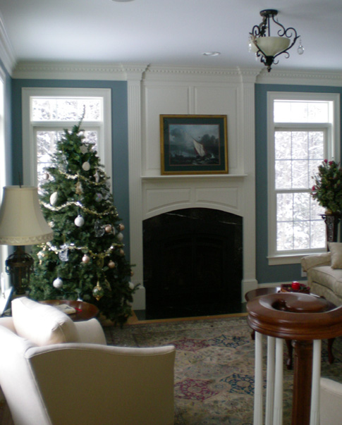 Treehouse Woodworking custom painted fluted fireplace 